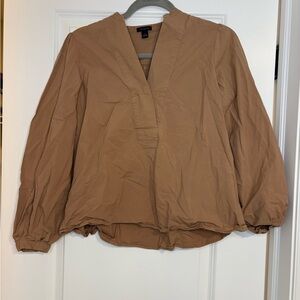 Ann Taylor Brown Long-Sleeve Popover Blouse | Size S